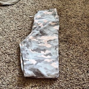 Fabletics grey and pink camo leggings